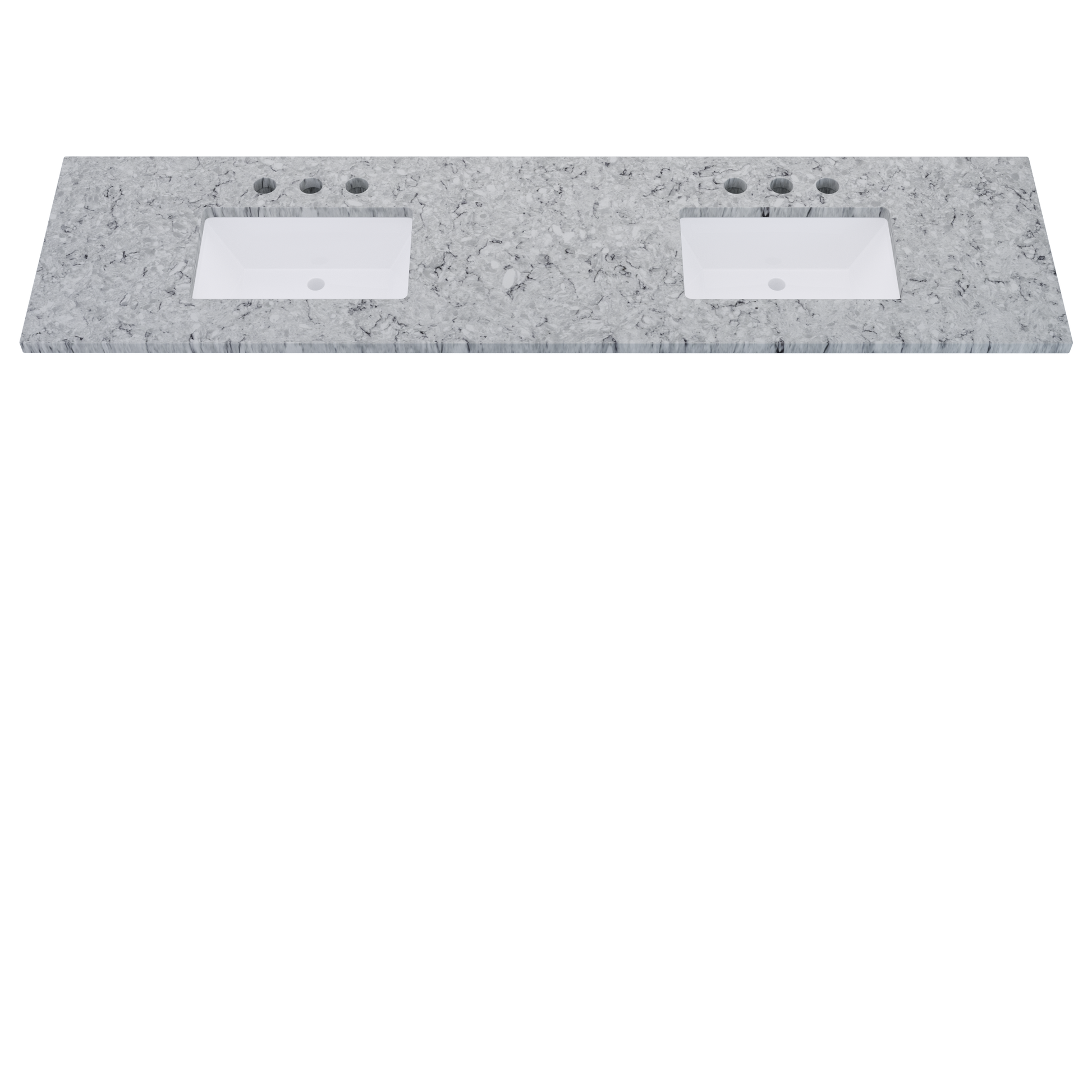 85" Vanderloc Silestone® Quartz Bathroom Vanity Top | Double Rectangle Sink | Centered in Pietra