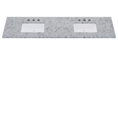 85" Vanderloc Silestone® Quartz Bathroom Vanity Top | Double Rectangle Sink | Centered in Pietra