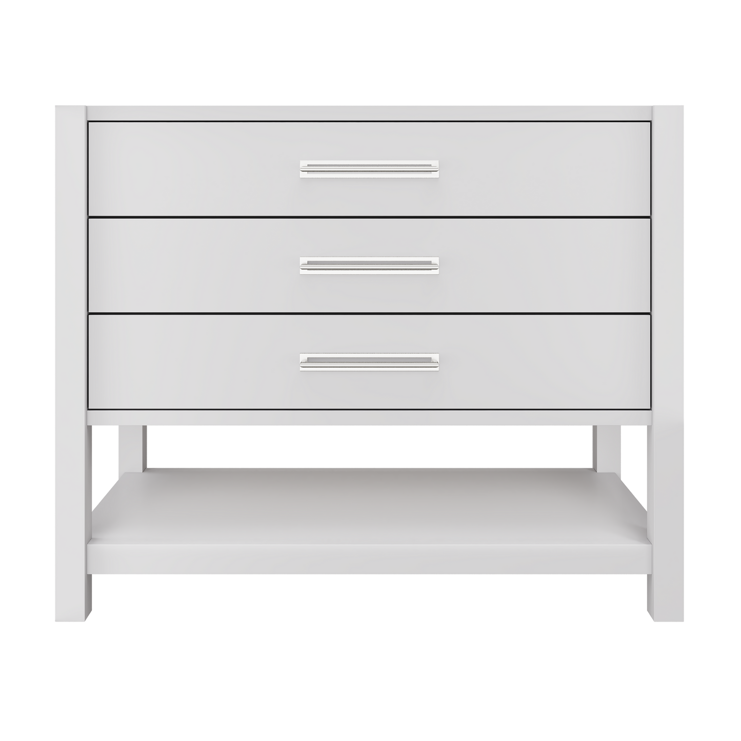 Kiawah 3-Drawer Single Bath Vanity 42in Strong White Polished Chrome