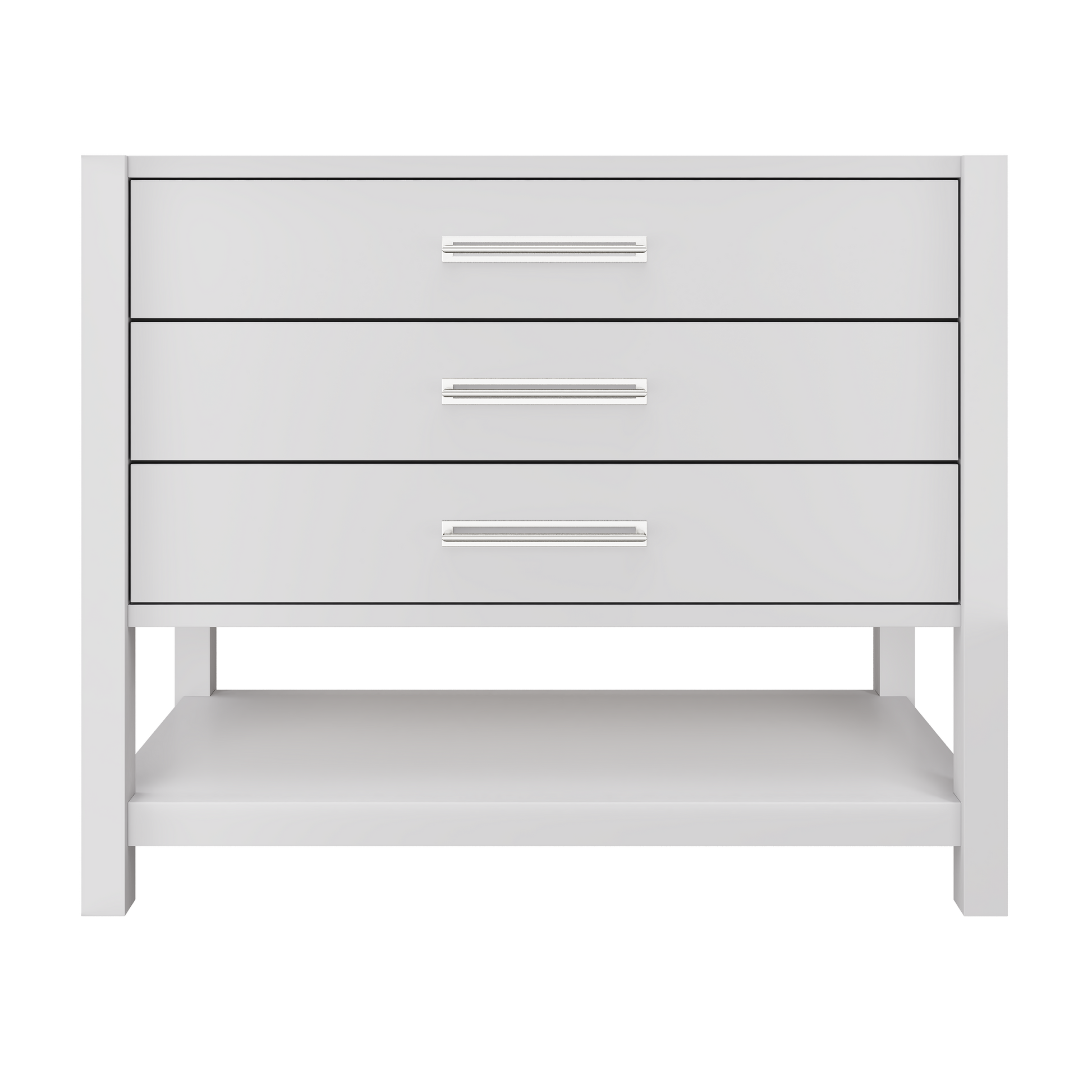 Kiawah 3-Drawer Single Bath Vanity 42in Strong White Polished Chrome