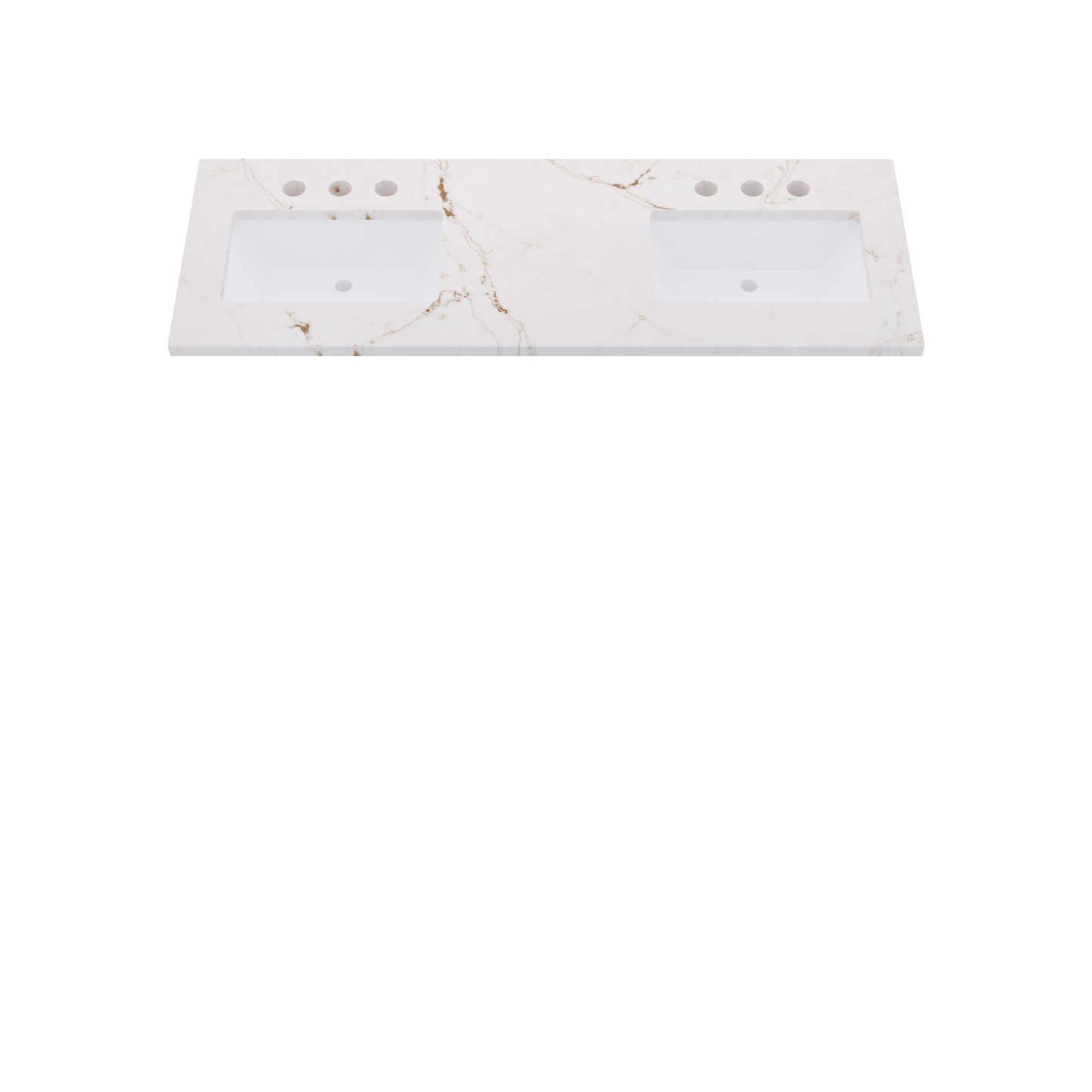 61" Vanderloc Silestone® Quartz Bathroom Vanity Top | Double Rectangle Sink | Offset in Versailles Ivory