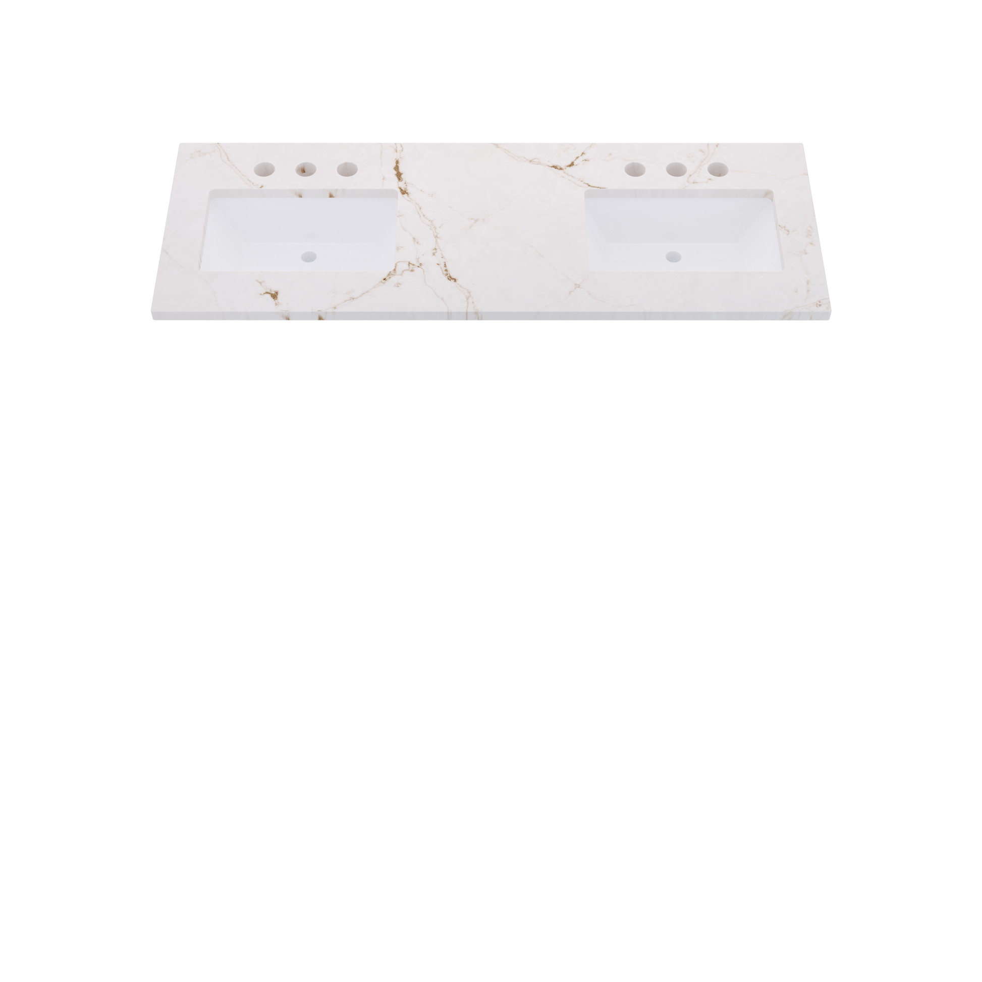 61" Vanderloc Silestone® Quartz Bathroom Vanity Top | Double Rectangle Sink | Offset in Versailles Ivory