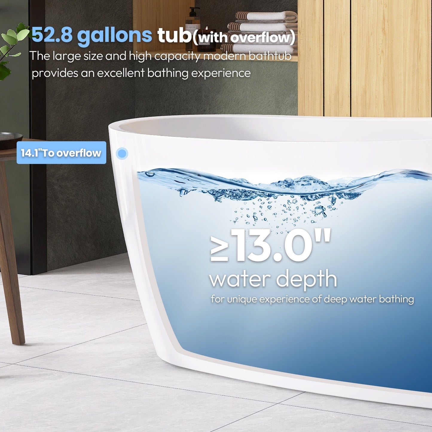 Vinnova, Lahore 59.1" x 29.1" Soaking Bathtub
