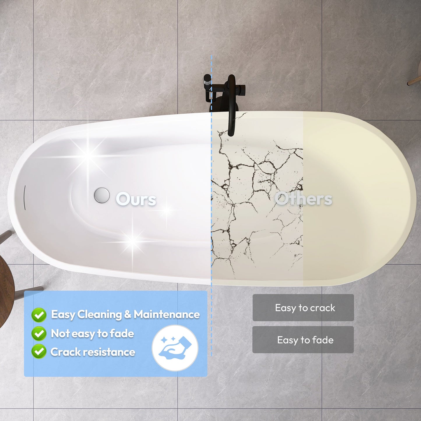 Vinnova, Lahore 59.1" x 29.1" Soaking Bathtub