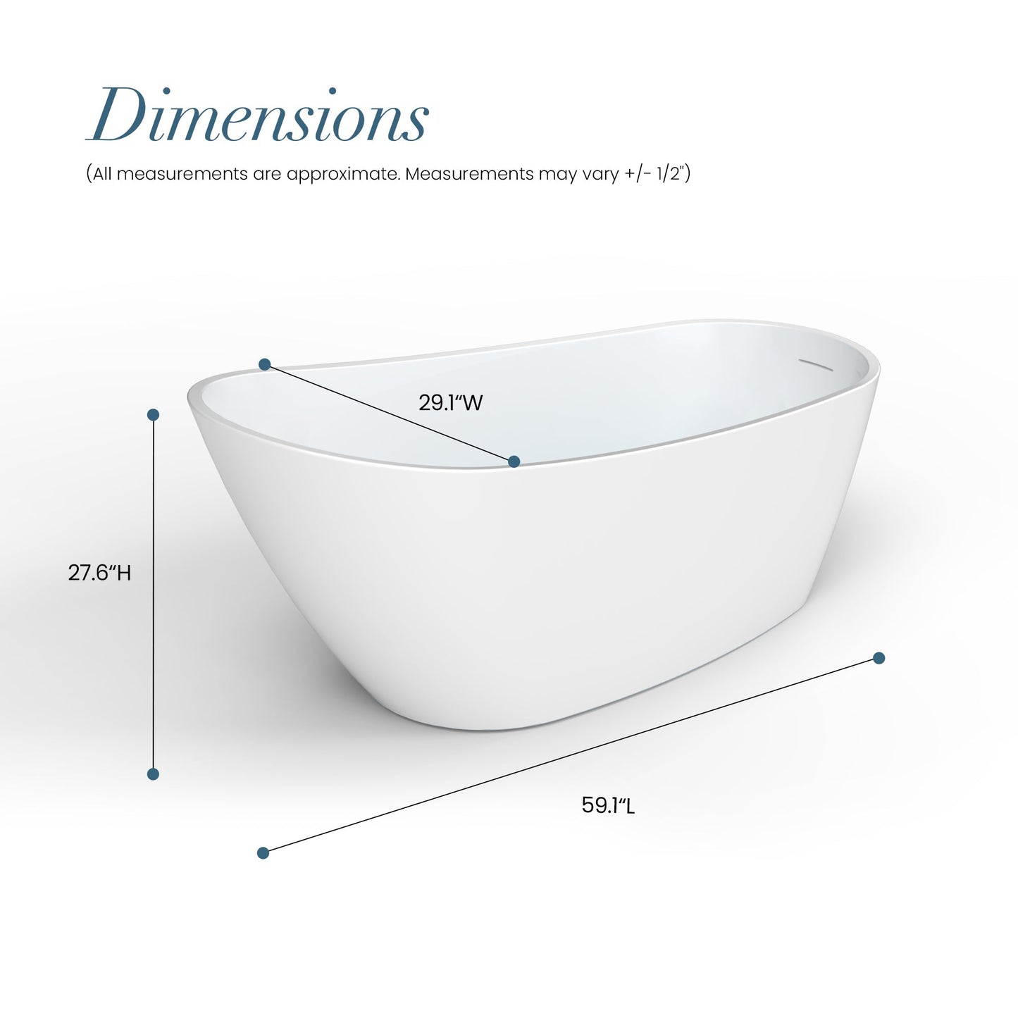 Vinnova, Lahore 59.1" x 29.1" Soaking Bathtub