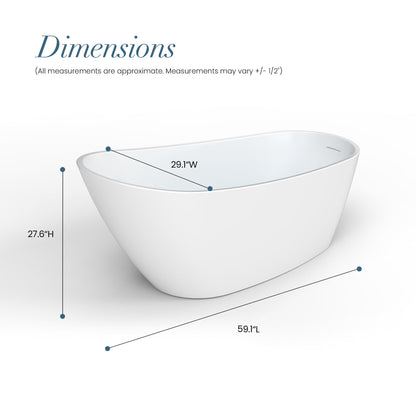 Vinnova, Lahore 59.1" x 29.1" Soaking Bathtub
