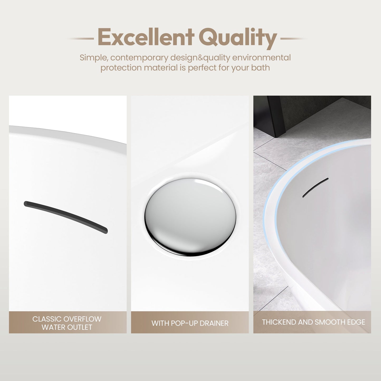 Vinnova, Lahore 66.9" x 29.1" Soaking Bathtub