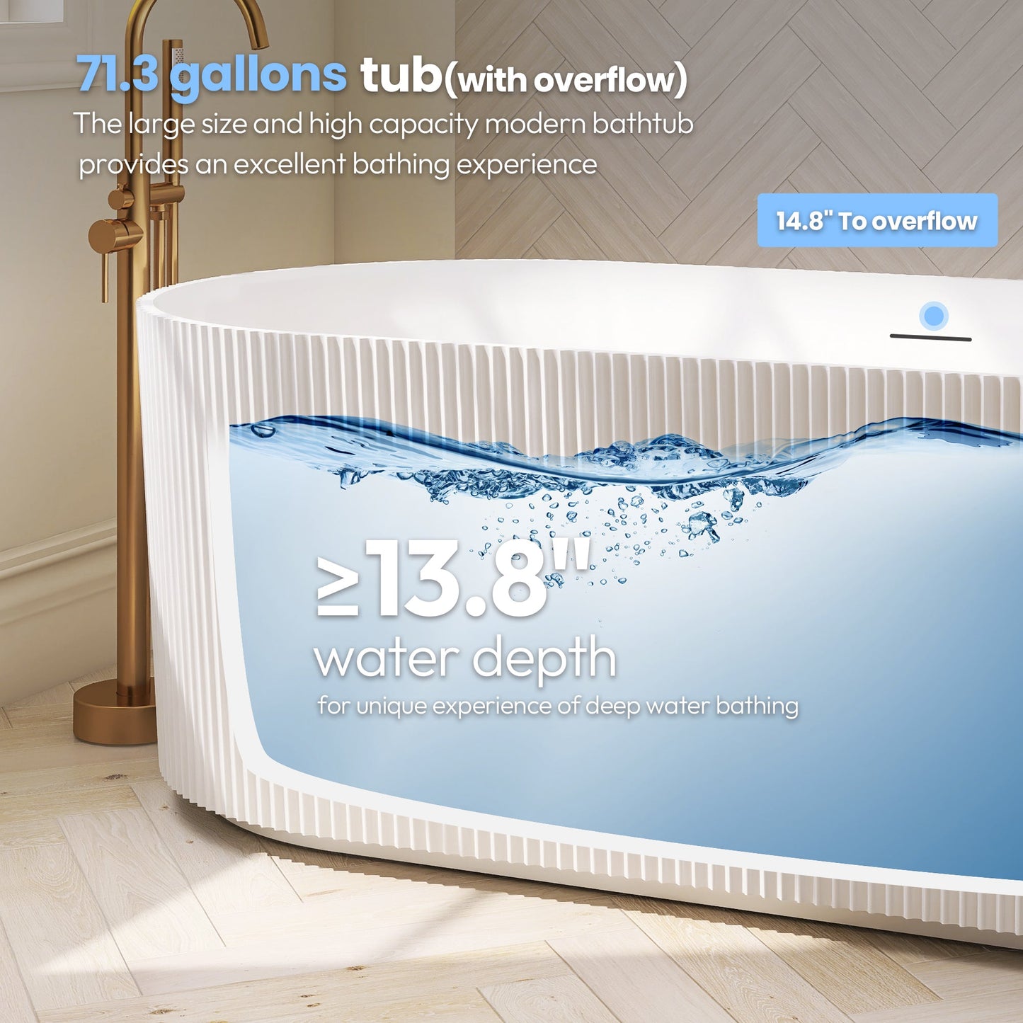 Vinnova, Linyi 59.1" x 31.5" Soaking Bathtub