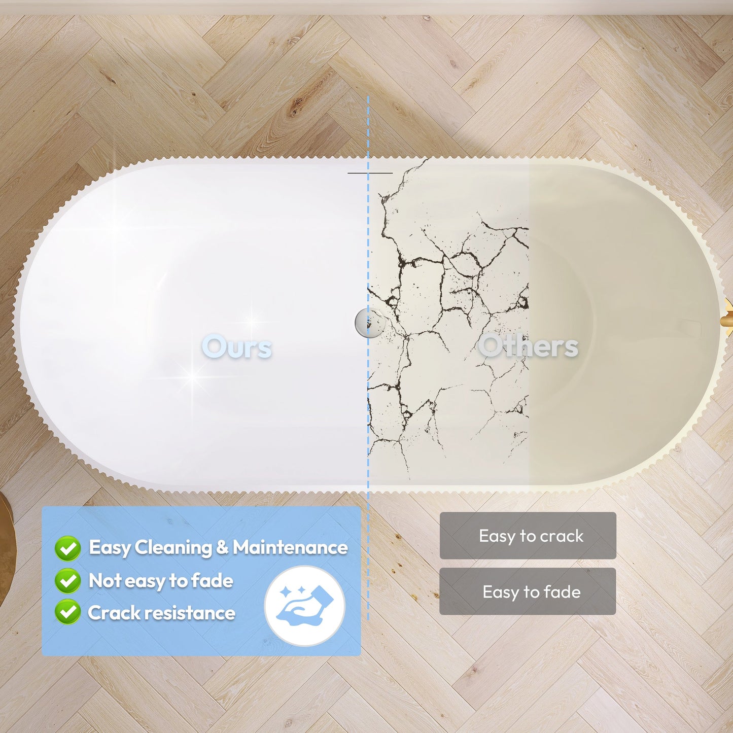 Vinnova, Linyi 59.1" x 31.5" Soaking Bathtub
