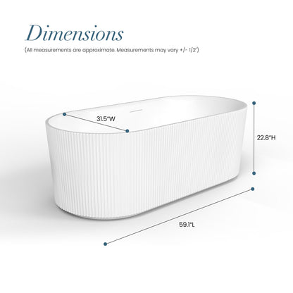 Vinnova, Linyi 59.1" x 31.5" Soaking Bathtub