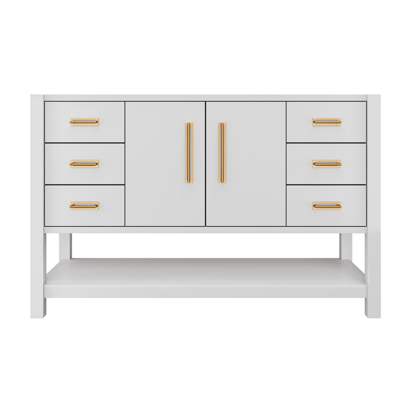 Kiawah Single Extra-Wide Bath Vanity 54in Strong White Satin Gold