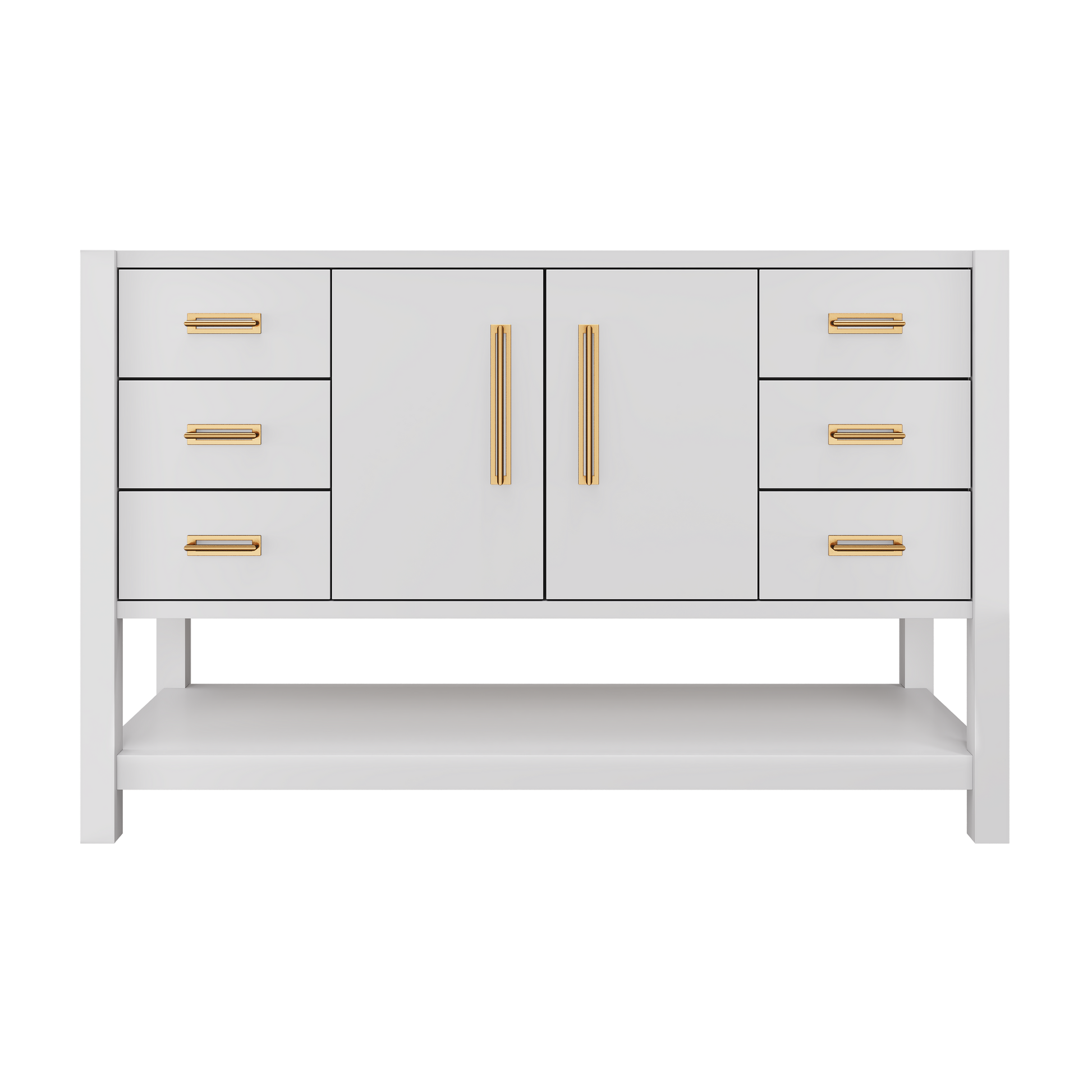 Kiawah Single Extra-Wide Bath Vanity 54in Strong White Satin Gold