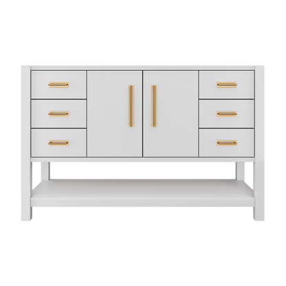 Kiawah Single Extra-Wide Bath Vanity 54in Strong White Satin Gold