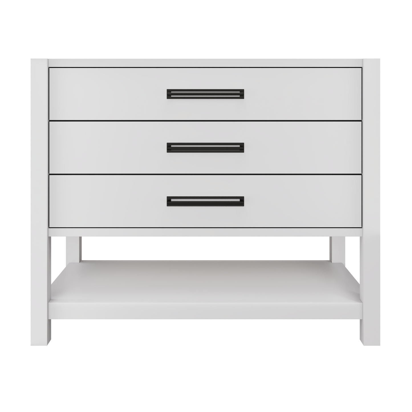 Kiawah 3-Drawer Single Bath Vanity 42in Strong White Matte Black