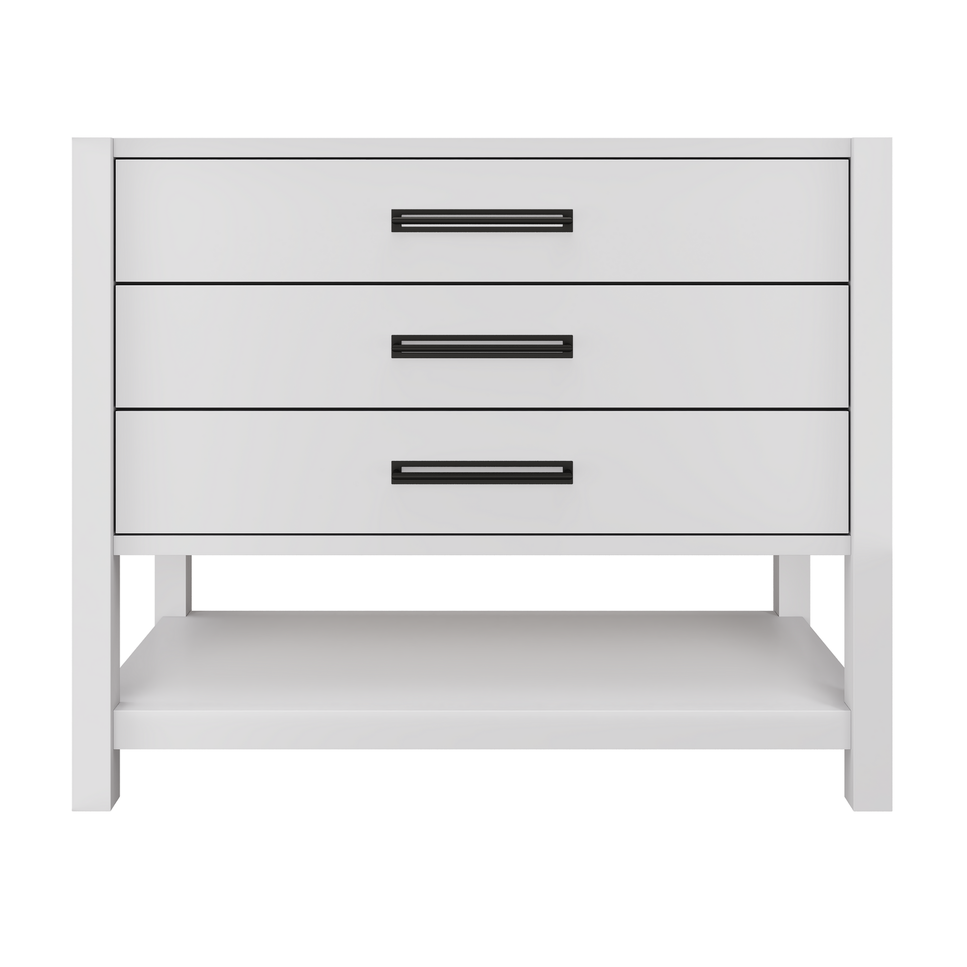 Kiawah 3-Drawer Single Bath Vanity 42in Strong White Matte Black