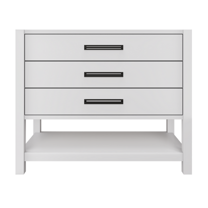 Kiawah 3-Drawer Single Bath Vanity 42in Strong White Matte Black
