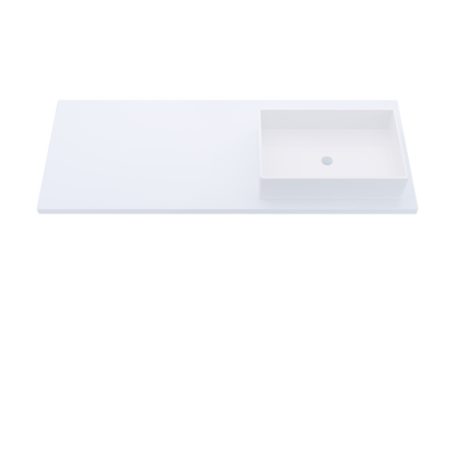 55" Vanderloc Silestone® Quartz Bathroom Vanity Top | Single Vigo Sink | Offset in Miami White