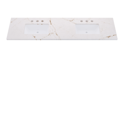79" Vanderloc Silestone® Quartz Bathroom Vanity Top | Double Rectangle Sink | Centered in Versailles Ivory