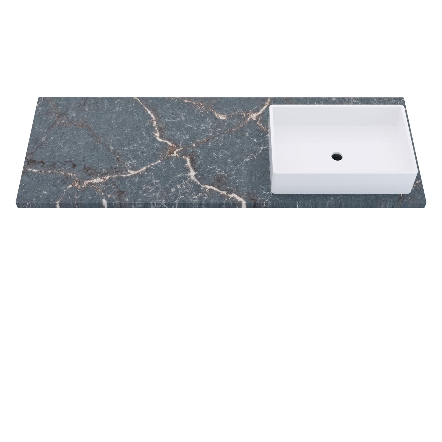 61" Vanderloc Silestone® Quartz Bathroom Vanity Top | Single Vigo Sink | Right Offset in Parisien Bleu