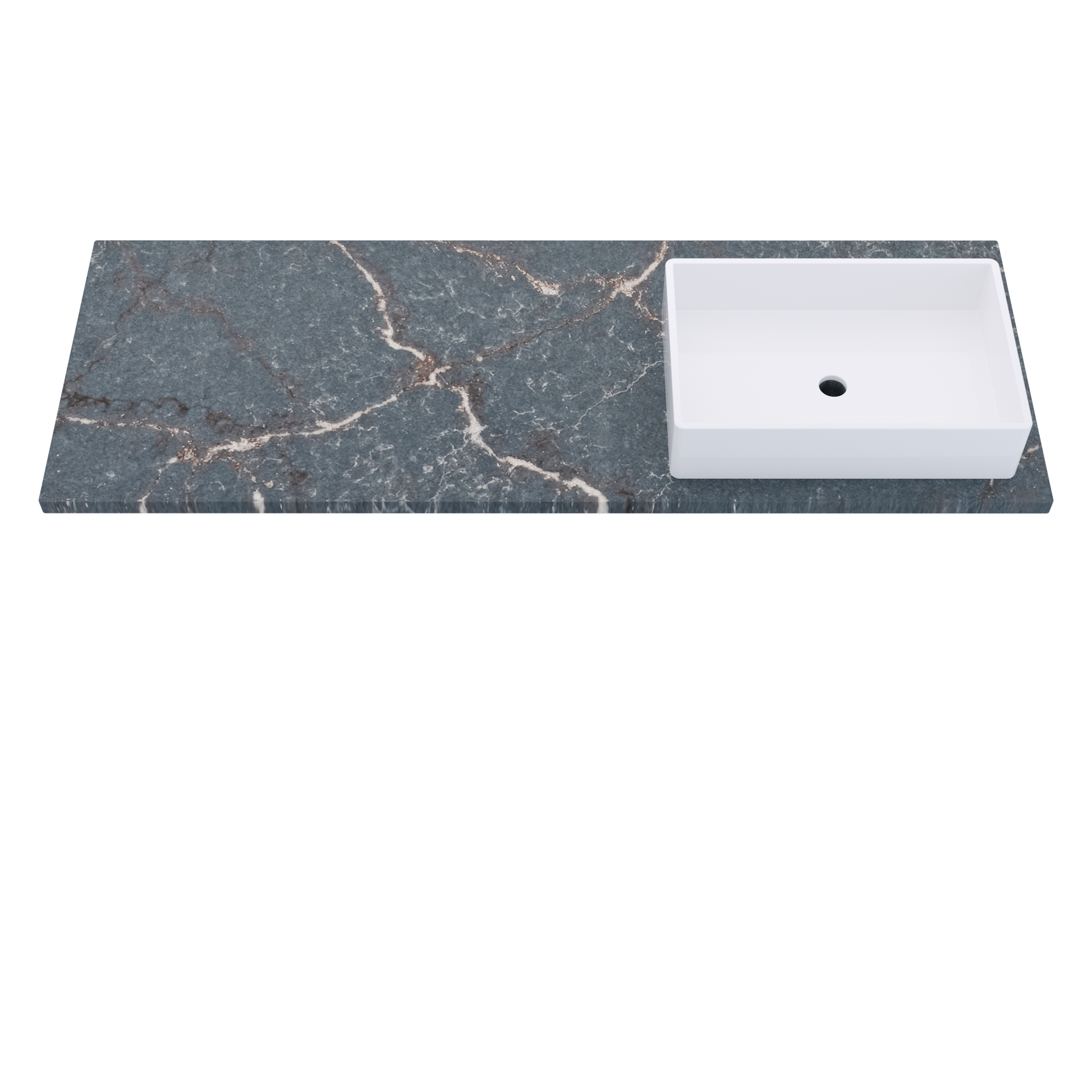 61" Vanderloc Silestone® Quartz Bathroom Vanity Top | Single Vigo Sink | Right Offset in Parisien Bleu