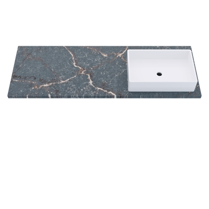 61" Vanderloc Silestone® Quartz Bathroom Vanity Top | Single Vigo Sink | Right Offset in Parisien Bleu