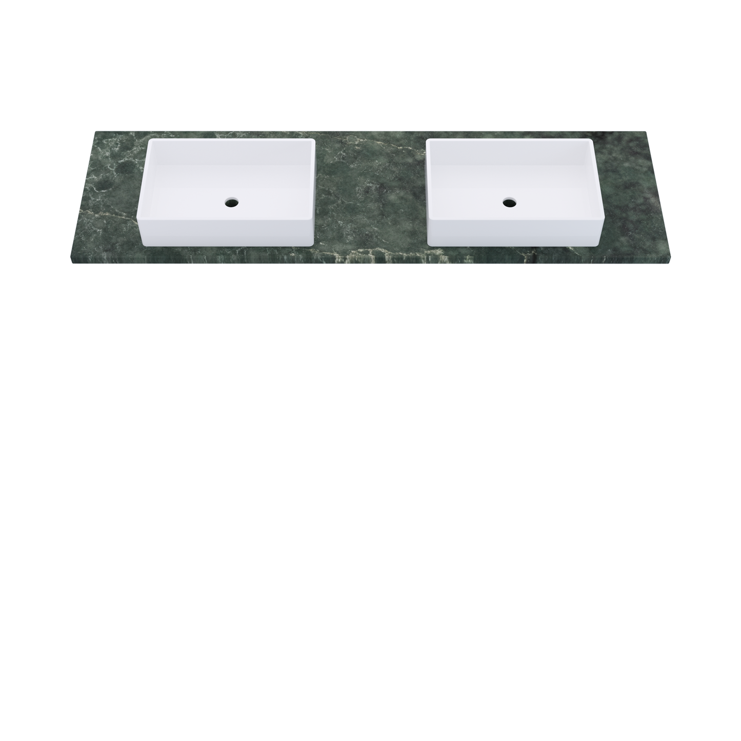 73" Vanderloc Silestone® Quartz Bathroom Vanity Top | Double Vigo Sink | Centered in Jardin Emerald