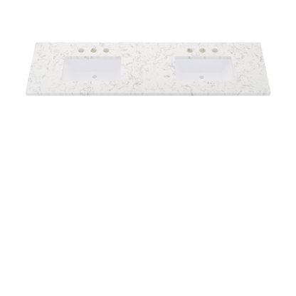 73" Vanderloc Silestone® Quartz Bathroom Vanity Top | Double Rectangle Sink | Centered in Lyra
