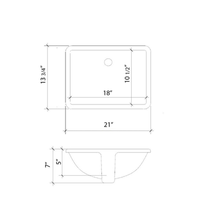 Vanderloc 25" Silestone quartz vanity top with single centered rectangle sink - Product Dimension