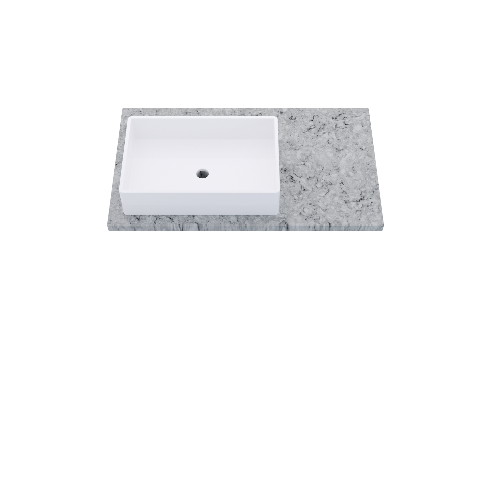 37" Vanderloc Silestone® Quartz Bathroom Vanity Top | Single Rectangle Sink | Offset in Pietra