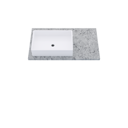 37" Vanderloc Silestone® Quartz Bathroom Vanity Top | Single Rectangle Sink | Offset in Pietra