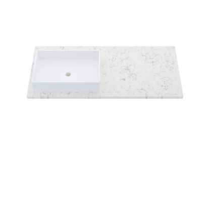 49" Vanderloc Silestone® Quartz Bathroom Vanity Top | Single Rectangle Sink | Offset in Lyra