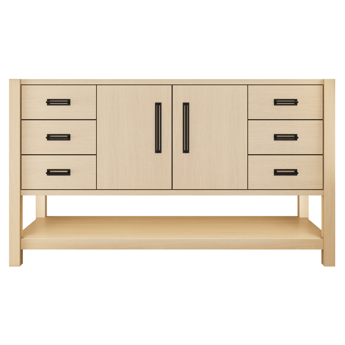 Kiawah Single Extra-Wide Bath Vanity 60in Natural Weathered Matte Black