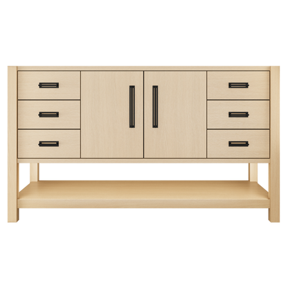 Kiawah Single Extra-Wide Bath Vanity 60in Natural Weathered Matte Black