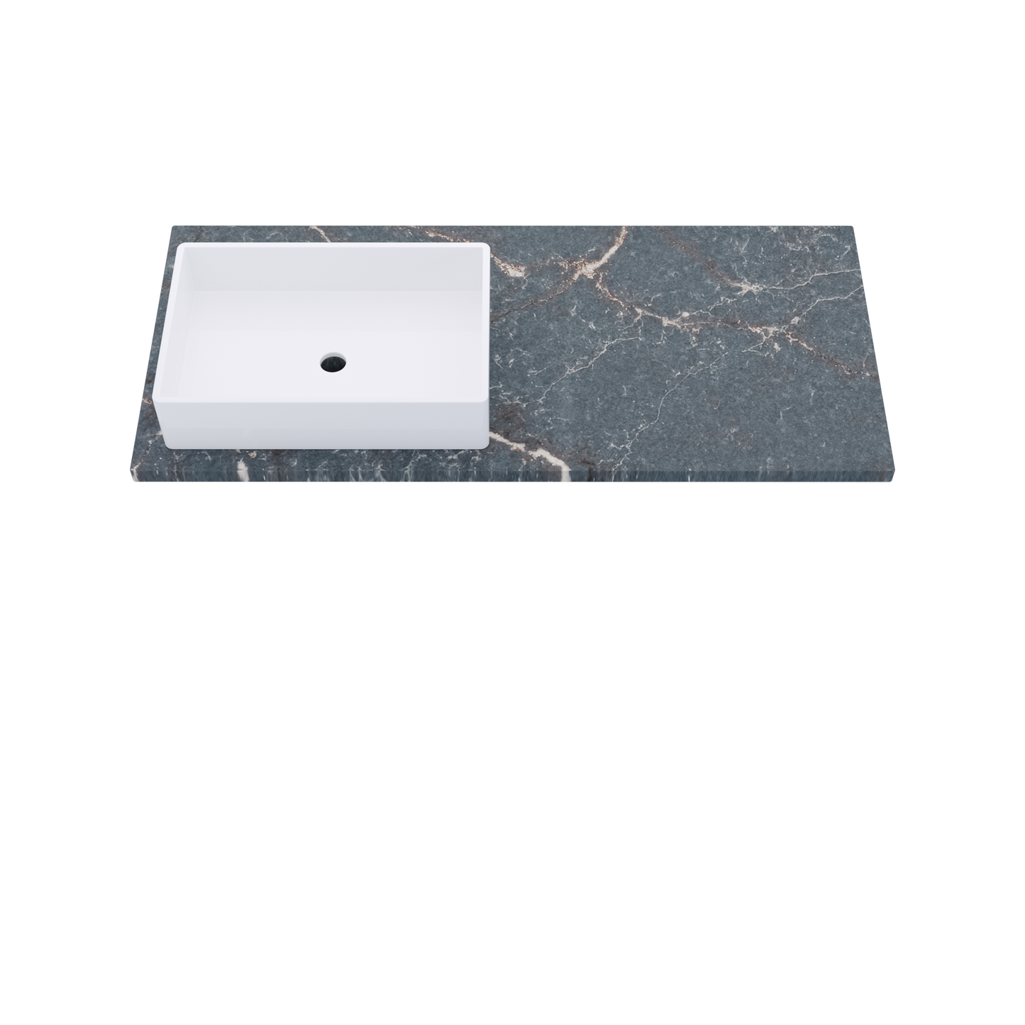 49" Vanderloc Silestone® Quartz Bathroom Vanity Top | Single Rectangle Sink | Offset in Parisien Bleu