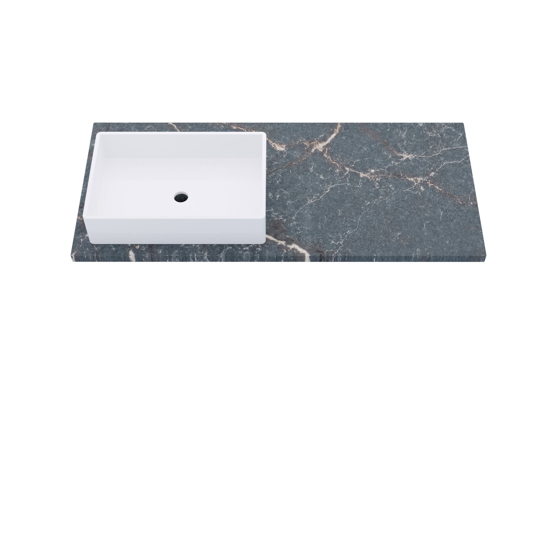 49" Vanderloc Silestone® Quartz Bathroom Vanity Top | Single Rectangle Sink | Offset in Parisien Bleu