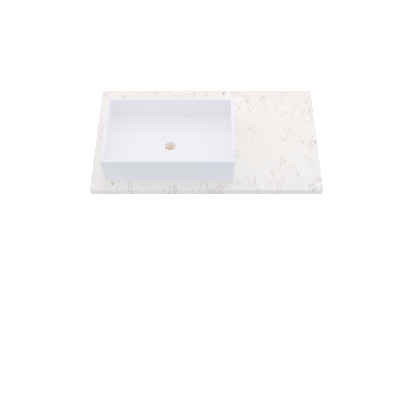 37" Vanderloc Silestone® Quartz Bathroom Vanity Top | Single Rectangle Sink | Offset in Snowy Ibiza