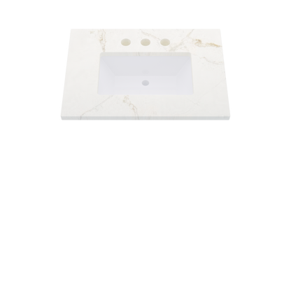 31" Vanderloc Silestone® Quartz Bathroom Vanity Top | Single Rectangle Sink | Centered in Blanc Elysee
