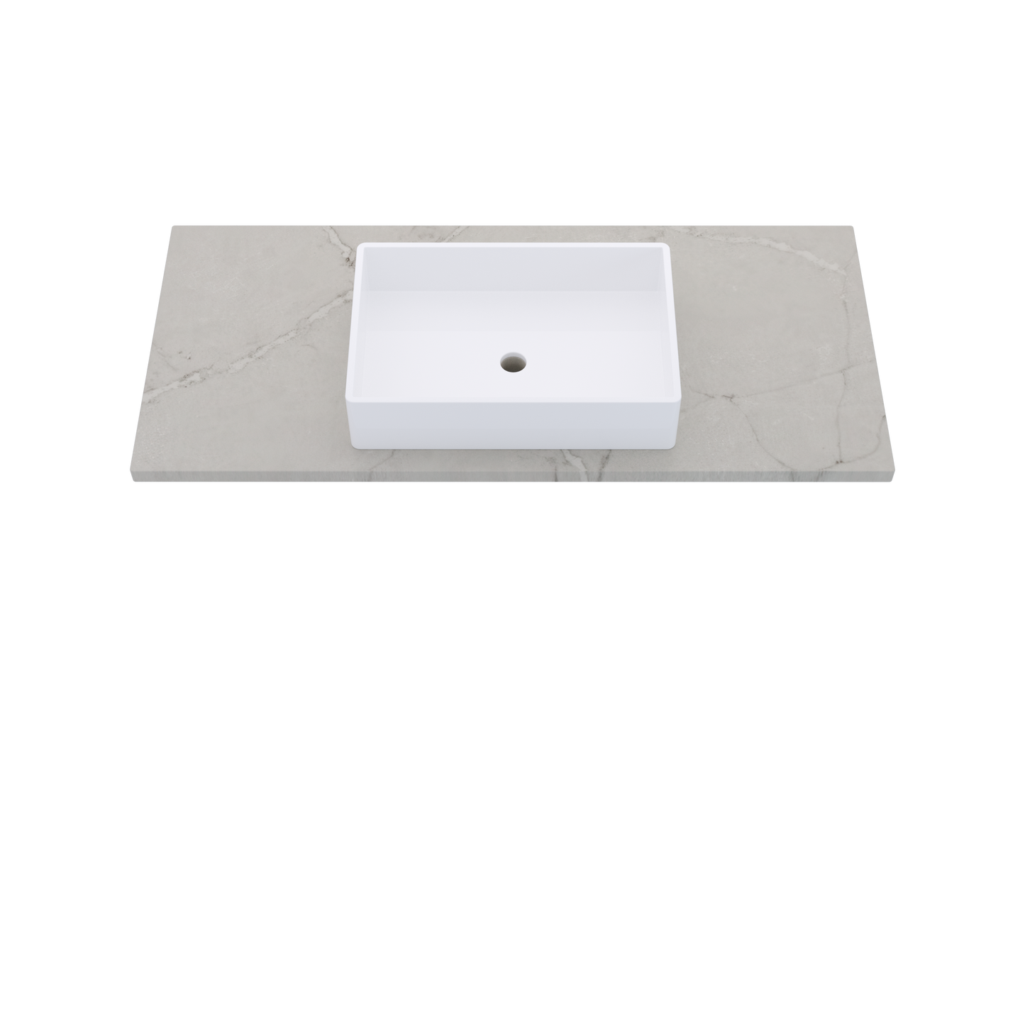 49" Vanderloc Silestone® Quartz Bathroom Vanity Top | Single Vigo Sink | Centered in Victorian Silver
