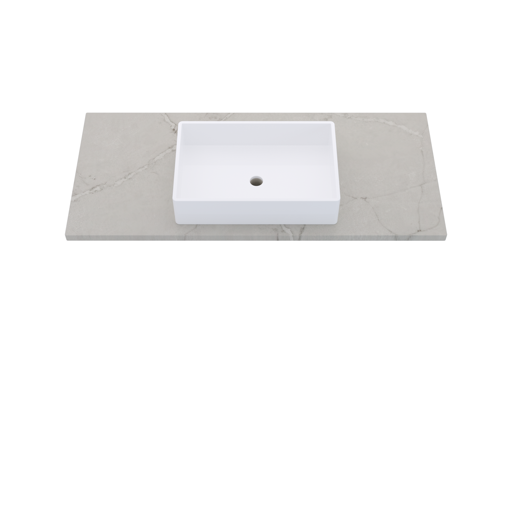 49" Vanderloc Silestone® Quartz Bathroom Vanity Top | Single Vigo Sink | Centered in Victorian Silver