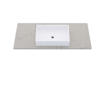 49" Vanderloc Silestone® Quartz Bathroom Vanity Top | Single Vigo Sink | Centered in Victorian Silver