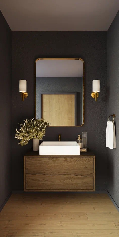 Ventura floating bath vanity, styled bathroom