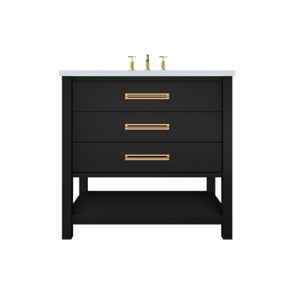 Vanderloc Kiawah Three-Drawer Single Sink 30" - Noir