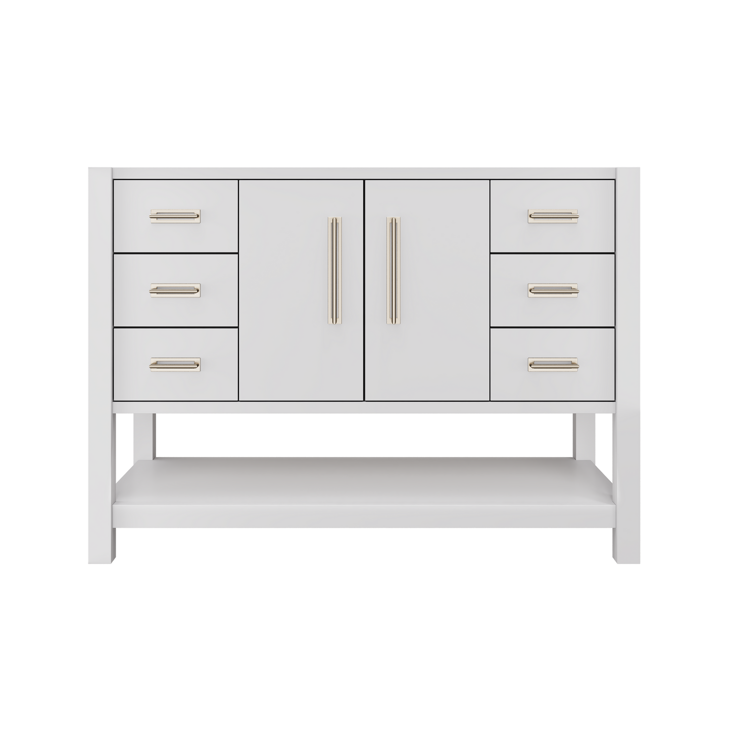 Kiawah Single Extra-Wide Bath Vanity 48in Strong White Satin Nickel