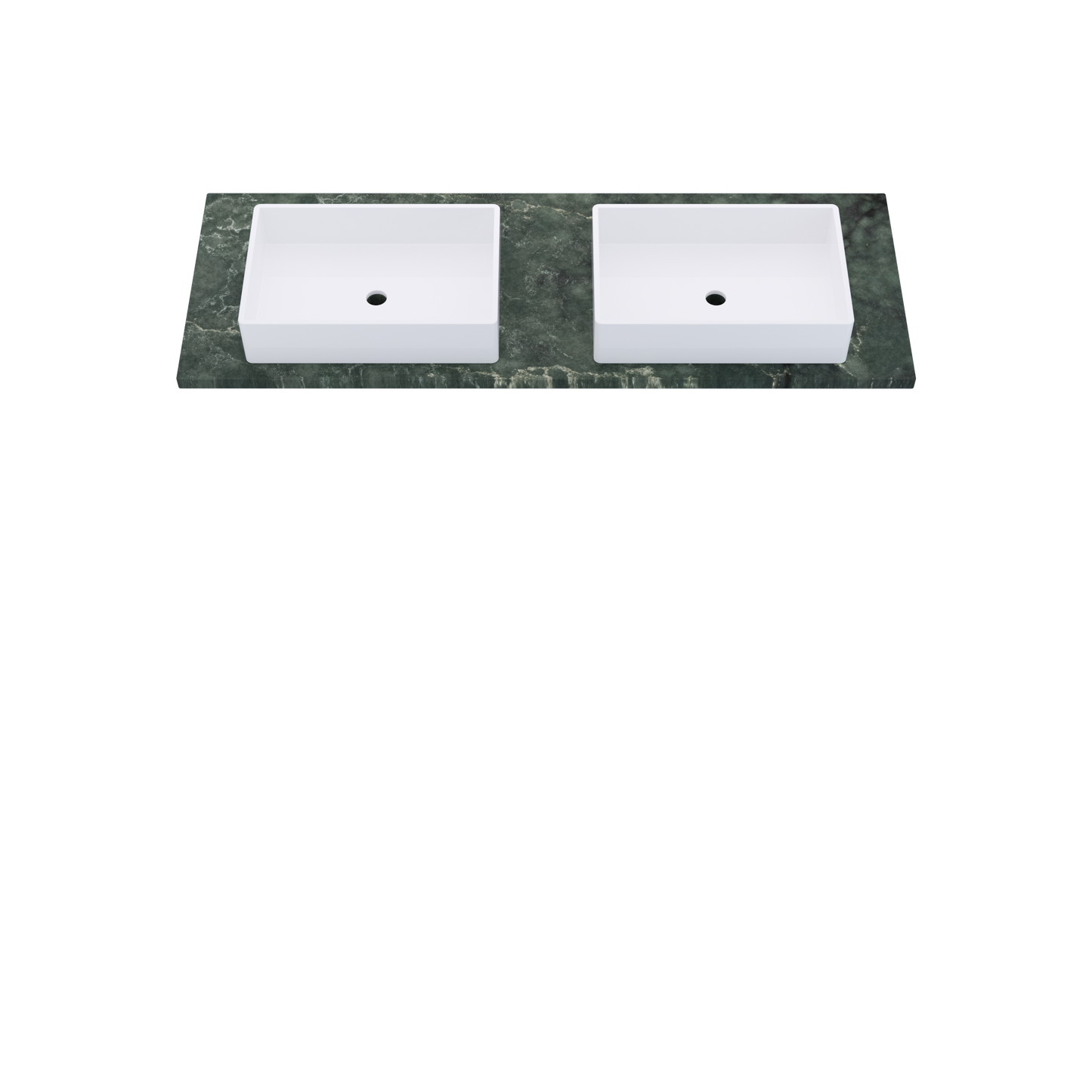 61" Vanderloc Silestone® Quartz Bathroom Vanity Top | Double Vigo Sink | Centered in Jardin Emerald