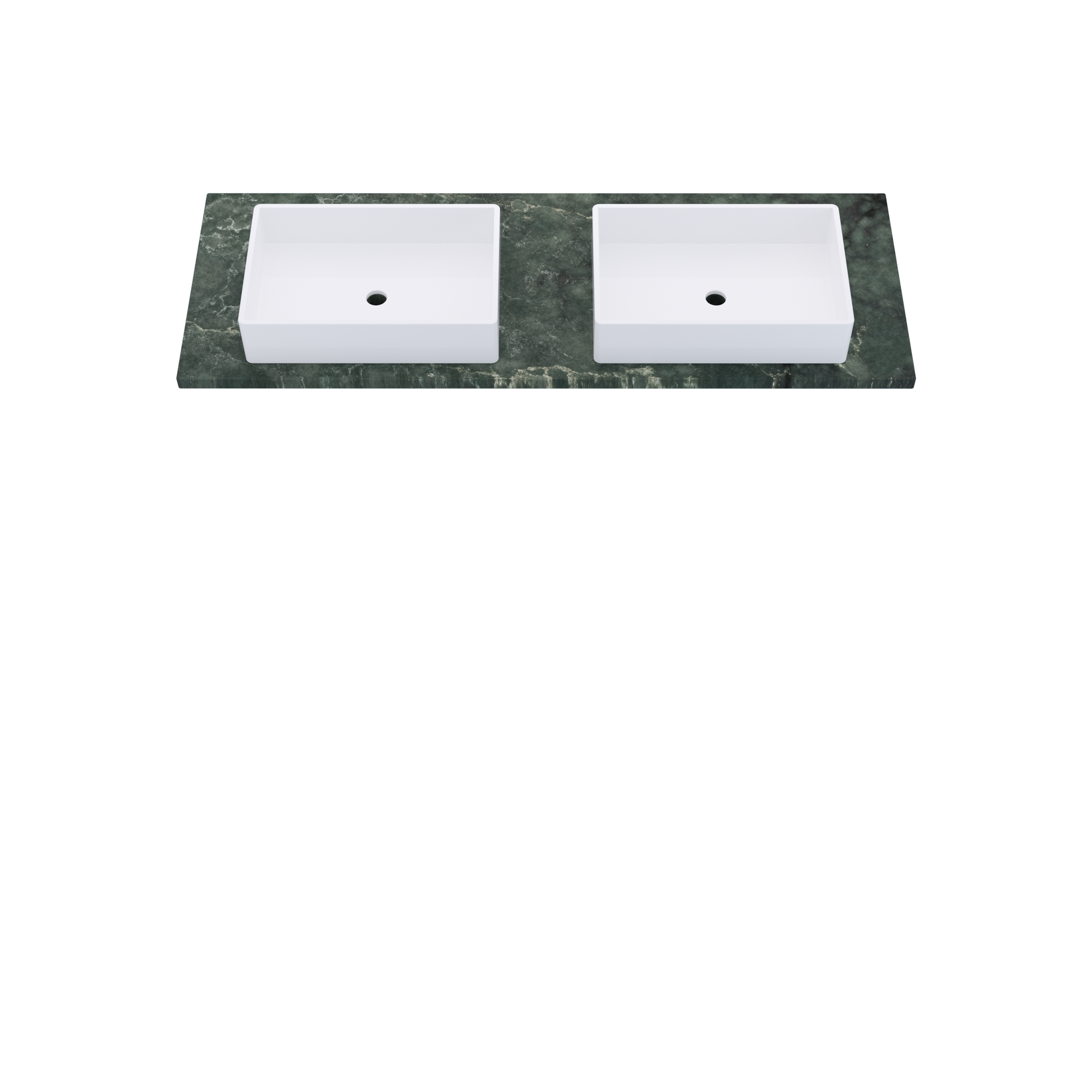 61" Vanderloc Silestone® Quartz Bathroom Vanity Top | Double Vigo Sink | Centered in Jardin Emerald