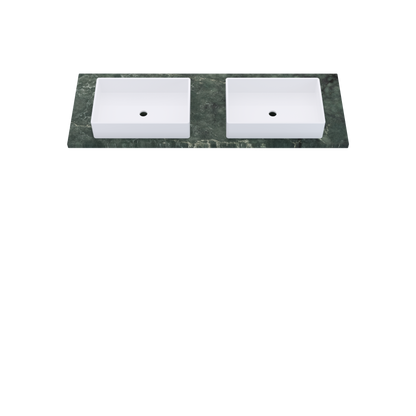 61" Vanderloc Silestone® Quartz Bathroom Vanity Top | Double Vigo Sink | Centered in Jardin Emerald