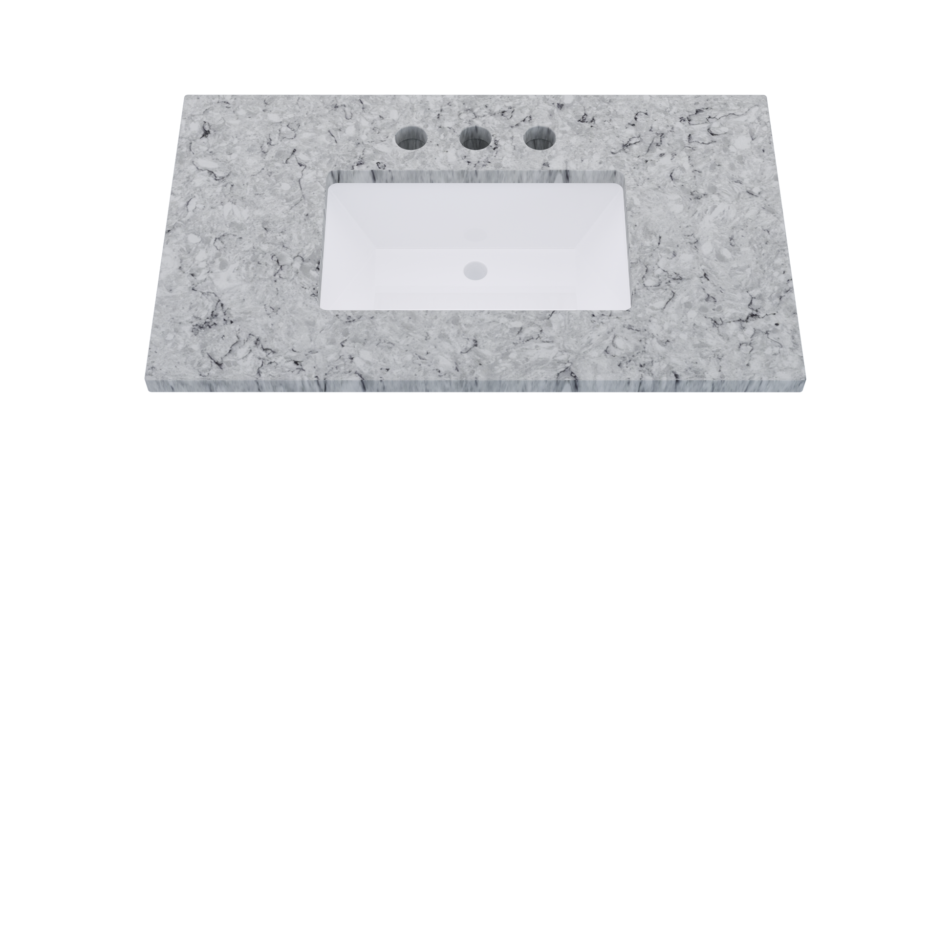 37" Vanderloc Silestone® Quartz Bathroom Vanity Top | Single Rectangle Sink | Centered in Pietra