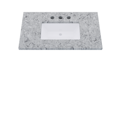 37" Vanderloc Silestone® Quartz Bathroom Vanity Top | Single Rectangle Sink | Centered in Pietra