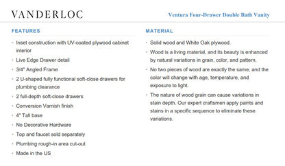 Vanderloc Ventura Four-Drawer Double bathroom vanity — view 7