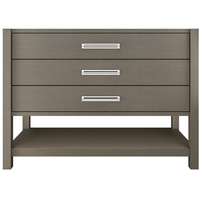 Kiawah 3-Drawer Single Bath Vanity 48in Gray Weathered Polished Chrome